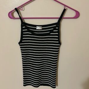 Yves Saint Laurent Black and White Striped Tank Top
